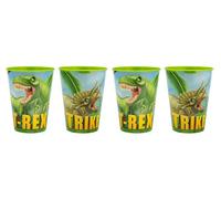 4 bicchieri per bambini da 260 ml/a scelta: Cars - Paw Patrol - Avengers - Blaze/bicchieri in plastica senza BPA - regalo per ragazzi (Dino Rex)
