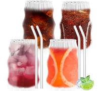 4 bicchieri per latte macchiato, 530 ml, set di bicchieri da caffè a coste, con 4 cannucce, cappuccino, tazze da caffè, tazze da caffè e caffè