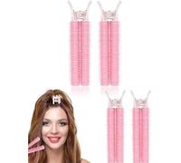 4 bigodini per capelli rosa con clip, clip volumizzanti per capelli, clip volumizzanti per capelli, bigodini per capelli fai da te, accessori per lo styling, radici dei capelli autorigeneranti, rulli