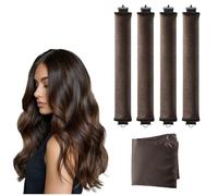 4 bigodini senza calore e sciarpa in raso in velluto per una notte, set di arricciatura senza calore per capelli lunghi e medi, per capelli lunghi e medi, per onde e ricci naturali