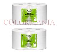 4 BOBINA BOBINE ASCIUGAMANI CARTA PULIZIA CELLULOSA ROTOLO ROTOLI 800 STRAPPI
