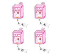 4 bobine divertenti per badge a forma di animale, per lavoro, conferenze o scuola, pratici porta carte d'identità, cordino per badge, One Size, come descritto