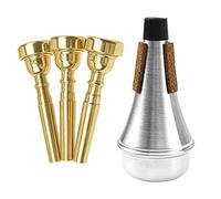 4 bocchini per tromba Yootones (3C 5C 7C) con silenziatore per tromba compatibile con accessori di ricambio per strumenti musicali Yamaha Bach Conn King (oro)