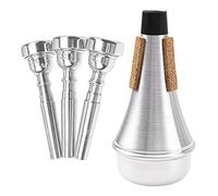 4 bocchini per tromba Yootones (3C 5C 7C) con silenziatore per tromba compatibile con accessori di ricambio per strumenti musicali Yamaha Bach Conn King (argento)