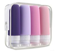 4 bottiglie da viaggio in silicone da 90 ml, per articoli da toeletta a prova di perdite, design comprimibile, con valvola antigoccia, ampia apertura, per shampoo, balsamo, lozione per il lavaggio del