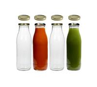 4 bottiglie di vetro da 500 ml con 8 coperchi con etichette