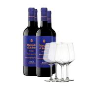 4 bottiglie Marqués de Cáceres Reserva 2020 + 4 calici Vini con bicchieri 2020