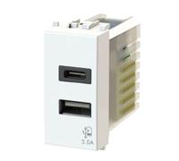 4 BOX PRESA USB CON CONNETTORE TIPO C E TIPO A 3.0A GEWISS CHORUS BIANCO 4B.G10.