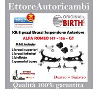 4 BRACCI SOSPENSIONE ANT SUP E INF +2 BIELLETTE +2 GOMMINI BIRTH ALFA 147 156 GT