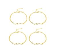 4 braccialetti con ciondolo a forma di cuore, con ciondolo a forma di cuore, con ciondolo a forma di cuore, ideale come regalo, per donne con simbolo a forma di cuore, Gold, Vedi descrizione, Vedi
