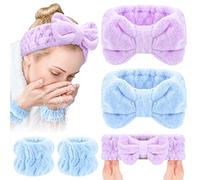 4 braccialetti in microfibra per spa, polsini per lavare il viso, polsini per asciugamano, fascia per capelli, polsini per lavare il viso, polsini per il trucco da donna (grigio)