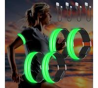 4 bracciali a LED USB, a LED riflettenti, per bambini, per jogging, corsa, corsa, sport, 4 pezzi, colore verde