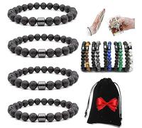 4 bracciali unisex Glame anti alcool, perle magnetiche GM per ridurre la voglia di bere, alleviare l'ansia e lo stress, Alkohol-Armband, Braccialetto con alcool, 0