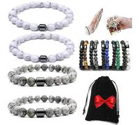 4 bracciali unisex Glame anti alcool, perle magnetiche GM per ridurre la voglia di bere, alleviare l'ansia e lo stress, Alkohol-Armband, Braccialetto con alcool, 0