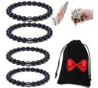 4 bracciali unisex Glame anti alcool, perle magnetiche GM per ridurre la voglia di bere, alleviare l'ansia e lo stress, Alkohol-Armband, Braccialetto con alcool, 0