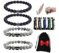 4 bracciali unisex Glame anti alcool, perle magnetiche GM per ridurre la voglia di bere, alleviare l'ansia e lo stress, Alkohol-Armband, Braccialetto con alcool, 0