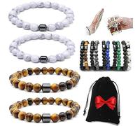 4 bracciali unisex Glame anti alcool, perle magnetiche GM per ridurre la voglia di bere, alleviare l'ansia e lo stress, Alkohol-Armband, Braccialetto con alcool, 0