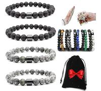 4 bracciali unisex Glame anti alcool, perle magnetiche GM per ridurre la voglia di bere, alleviare l'ansia e lo stress, Alkohol-Armband, Braccialetto con alcool, 0