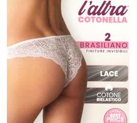 4 Brasiliane Cotonella in cotone con finiture invisibili e pizzo dietro - GD284