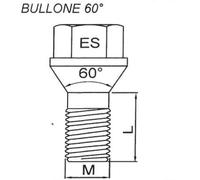 4 BULLONI RUOTA 60ø ESAGONO 17 M12x1,50 L.23 ZINCATA GRIGIO BULLONE FARAD