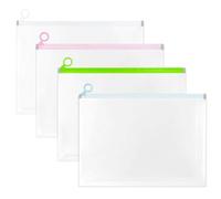 4 buste in plastica trasparente, formato A4, formato lettera, in polietilene, con cerniera, espandibili, per riporre matite, articoli da viaggio, 30 x 24 cm (multicolore)