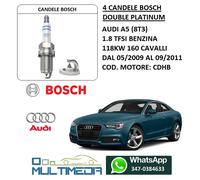 4 CANDELE BOSCH DOUBLE PLATINUM AUDI A5 8T3 1.8 TFSI BENZINA 118KW 160 CV