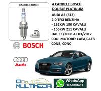 4 CANDELE BOSCH DOUBLE PLATINUM AUDI A5 8T3 2.0 TFSI BENZINA 180 211 CV CAVALLI
