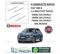 4 CANDELETTE BOSCH FIAT 500 X 1.6 D MULTIJET 84 88 96 KW 114 120 130 CAVALLI