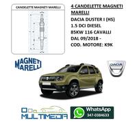 4 CANDELETTE MAGNETI MARELLI DACIA DUSTER I 1.5 DCI DIESEL 85KW 116 CV CAVALLI
