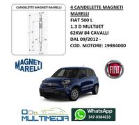 4 CANDELETTE MAGNETI MARELLI FIAT 500 L 1.3 D MULTIJET 62KW 84 CV CAVALLI