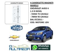 4 CANDELETTE MEGNETI MARELLI CHEVROLET AVEO II 1.3 D DIESEL 55KW 75 CV 70KW 95