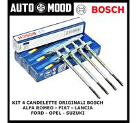 4 CANDELETTE ORIGINALI BOSCH 0250403014 PER FIAT 1.3 D MULTIJET 500 PANDA PUNTO
