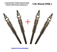 4 Candelette Preriscaldamento F8Q NEWPARTS per Renault Mégane Scénic Trafic 1.9D