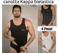 4 CANOTTE UOMO KAPPA K1324 BIANCO NERO BLU COTONE BIELASTICO CANOTTA VOGATORE
