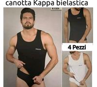 4 CANOTTE UOMO KAPPA K1324 BIANCO NERO BLU COTONE BIELASTICO CANOTTA VOGATORE