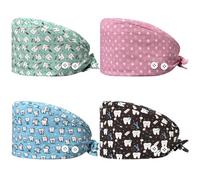 4 cappucci dentali per donne e uomini, regolabili, per dentisti, cappellini elastici da infermiera, cappelli da lavoro con bottone e fascia per il sudore, Stile dei denti, 2-8