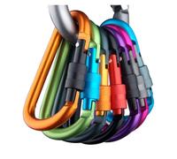 4 carabini a vite, 7,5 mm, in alluminio resistente, con cancello di bloccaggio per esterni, campeggio, escursionismo EDC