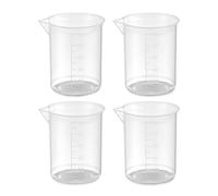 4 caraffe graduate piccole, 100 ml, in plastica trasparente, bicchieri graduati riutilizzabili, bicchieri graduati trasparenti per laboratorio, cucina, cucina