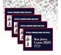 4 carte delle regole del Mahjong 2025 - Stampa ufficiale di grandi dimensioni Regole standard nazionali e guida delle mani 2025 Mah Jong Cards Majong Scheda segnapunti di grandi dimensioni