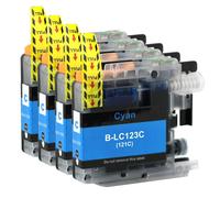 4 Cartucce di inchiostro Ciano rimpiazzare Brother LC123C non-OEM / Compatible
