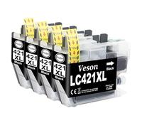 4 cartucce di inchiostro LC421XL LC-421XLVAL nero, compatibili con Brother LC421 LC421XL LC-421XL LC-421XLVAL LC421XLVAL LC421XLVAL per Brother DCP-J1050DW MFC-J1010DW DCP-J1140DW
