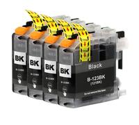 4 Cartucce di inchiostro Nero rimpiazzare Brother LC123Bk non-OEM / Compatible