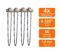 4 Catene Da Seghe A Lunghezza Compatibili Con AEG KES36 | 32Cm 0.325 56TG 1,6Mm