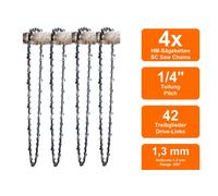 4 Catene Di Seghe Compatibili Con Makita DUC122 | 11,5cm 1/4 42TG 1,3mm
