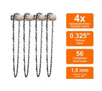 4 Catene Di Seghe In Carburo Adatte Per Alpina ACS 46 | 33 Cm 0.325 56TG 1,5 Mm