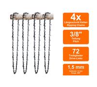 4 Catene Di Seghetto Larghe Adatte Per Partner R19 | 50Cm 3/8 72TG 1,5Mm