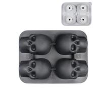 4 Cavity 3D Skull Ice Mold Silicone Freezer Tray For Whiskey Cocktails