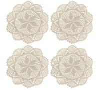 4 centrini in pizzo fatti a mano, dimensioni 30 cm, design elegante all'uncinetto per la decorazione della casa, poliestere di qualità per eventi e artigianato