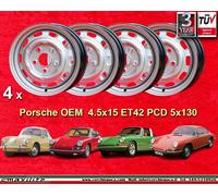 4 cerchi acciaio 4.5x15 Porsche 356C 911 912 SC 914-6 Stahlfelgen steel wheels