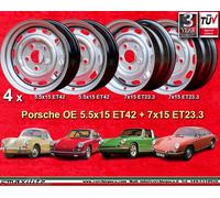 4 cerchi acciaio 5.5x15 / 7x15 Porsche 911 912 SC 914-6 Stahlfelgen steel wheels